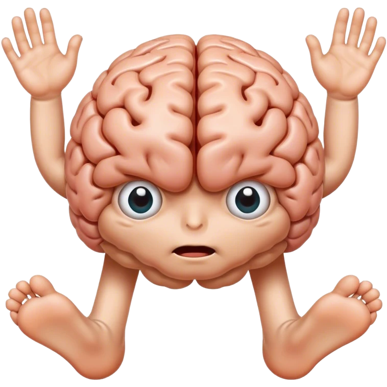 brain with feet and eyes and hands emoji