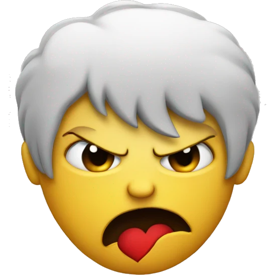 angry face holding a heart emoji