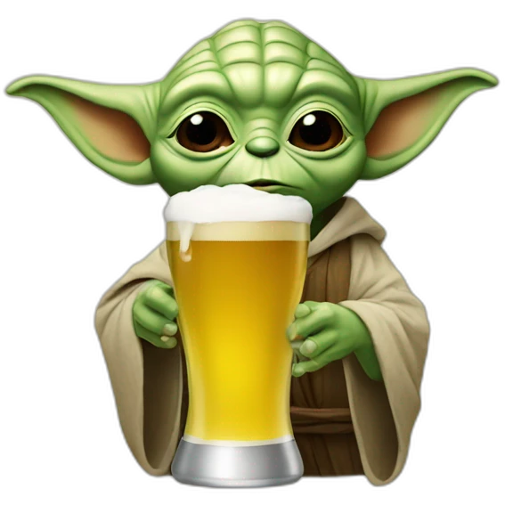 Yoda drink a beer emoji