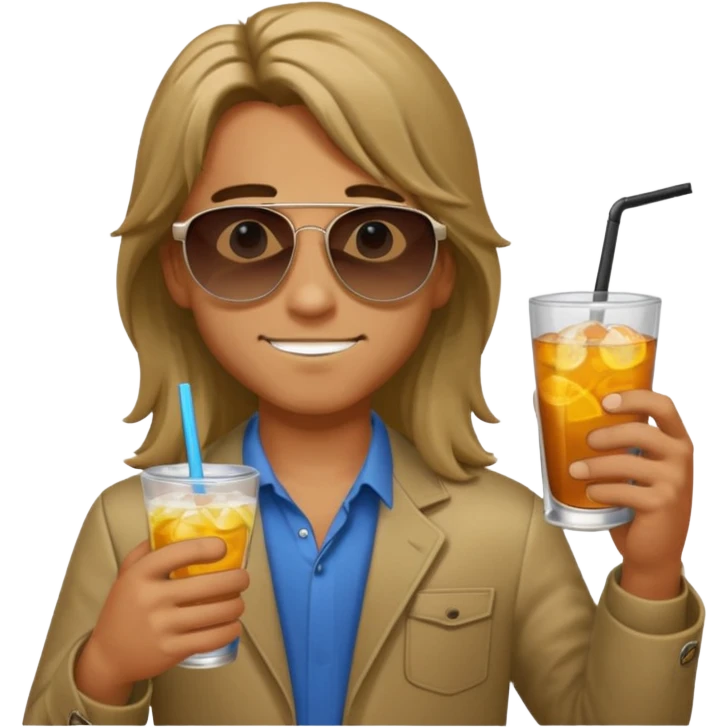 drink holders with sunglasses boy long hair emoji