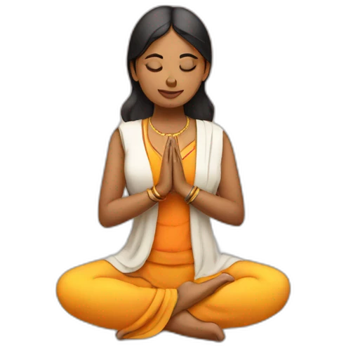 Indian woman doing namaste emoji
