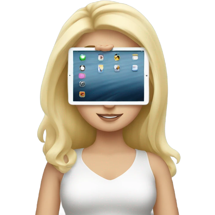 Blonde girl with iPad emoji