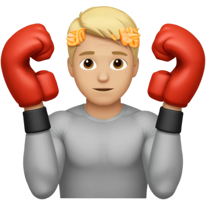 Blonde man with his face covered with two arms going through down left to up right emoji