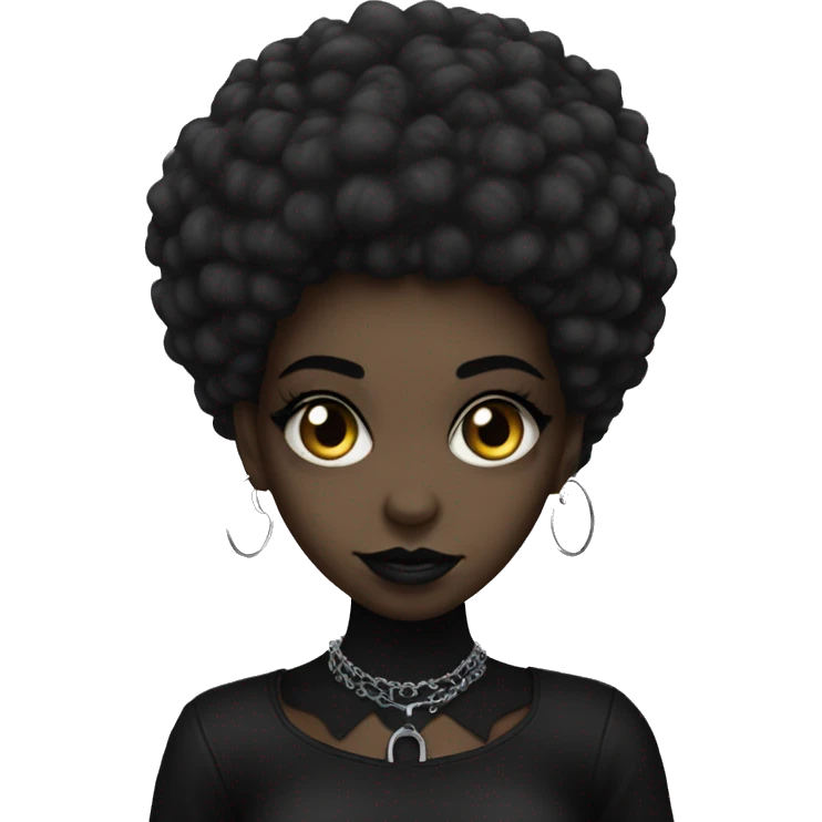 black goth girl with afro emoji