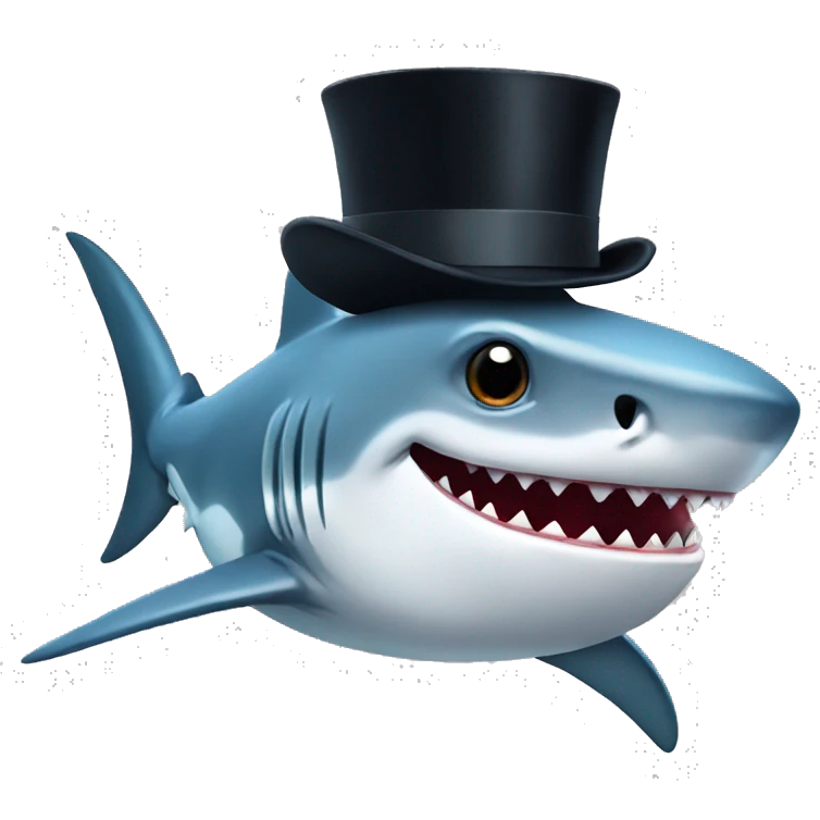 Shark with a top hat emoji