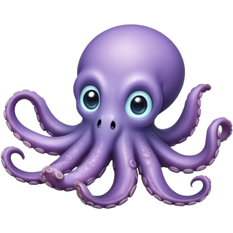 Meme-Worthy Floating Baby Octopus Portrait Emoji, Drifting gracefully in the water with soft, curled tentacles and a dreamy, weightless posture, showcasing a smooth, rounded light blue-purple body with mesmerizingly large, gentle eyes gazing into the abyss, Simplified yet poetically expressive features, highly detailed, glowing with a soft, celestial marine glow, high shine, quiet and mystical, stylized with an air of deep-sea serenity, soft glowing outline, capturing the essence of a tiny, peaceful cephalopod floating endlessly in the infinite beauty of the ocean depths! emoji
