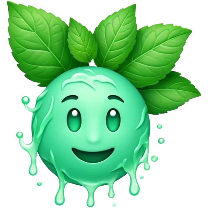 Cinematic Realistic Mint Emoji, Fresh and lively, with deep green leaves covered in tiny veins, emanating a cool, refreshing aroma. The plant’s soft, rounded edges sway gently in the breeze, inviting calm and relaxation. Soft glowing outline, capturing the essence of freshness and cooling fragrance in a fragrant mint plant! emoji