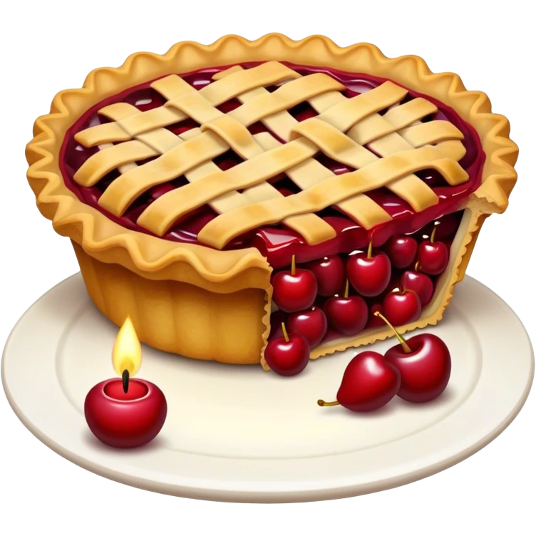 Cherry pie with a candle emoji