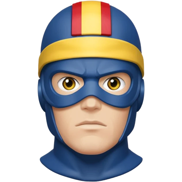 marvel superhero cyclops x-men. blue cowl with iconic yellow visor with red stripe through emoji
