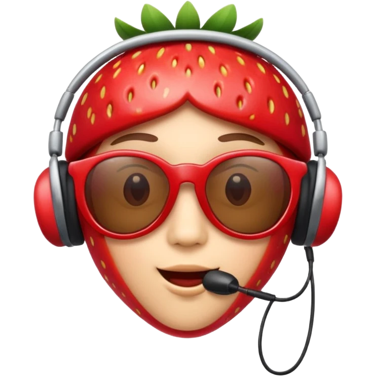 Cute strawberry wearing headset and shades emoji
