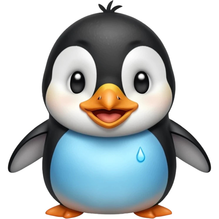laughing penguin with tears while laughing coming out of eyes and going side ways emoji