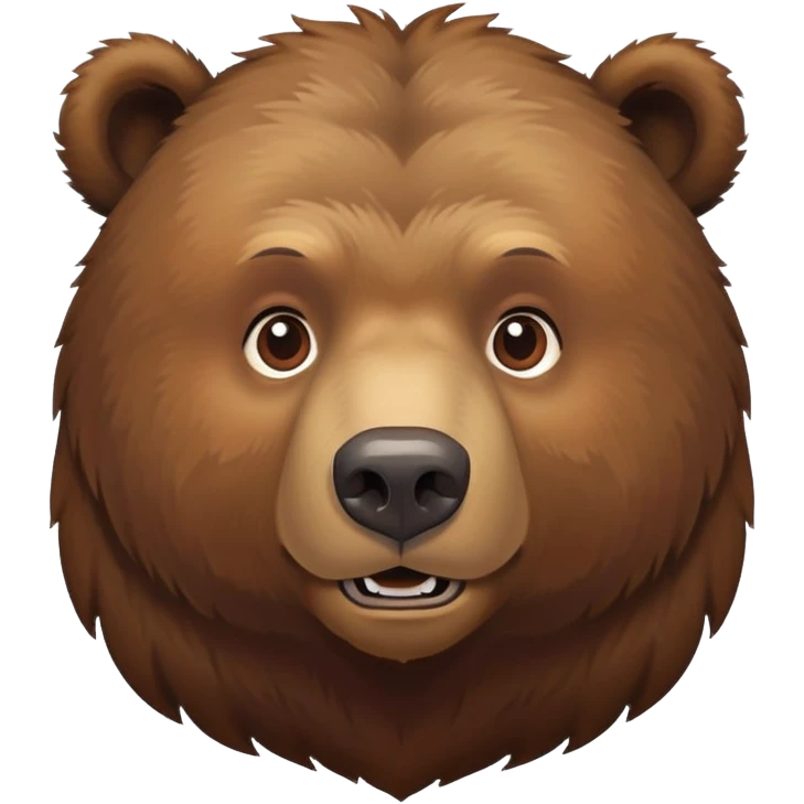 Curious Russian brown bear head, slightly tilted, front view emoji