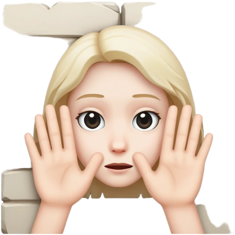 face with hands gripping the edge of a wall, peeking out emoji