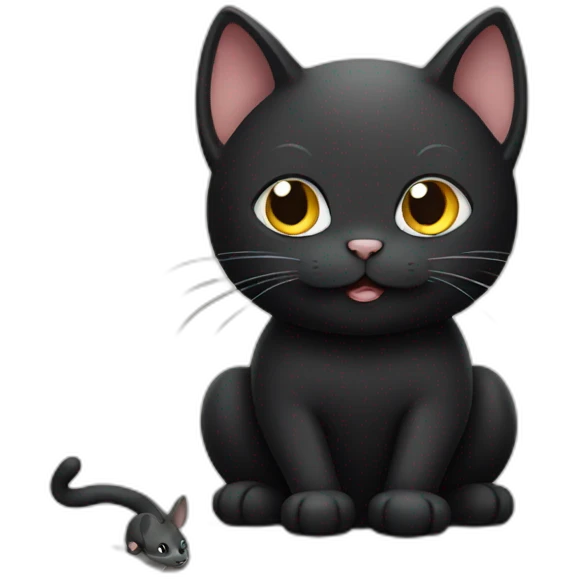 black cat with mouse emoji