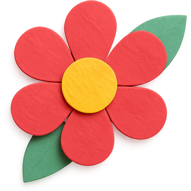 playful paper craft flower backdrop, layered cutout look emoji