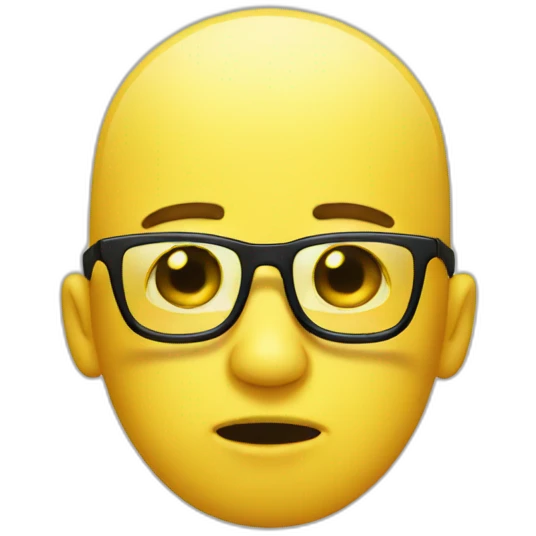 crying yellow bald emoji with black glasses emoji
