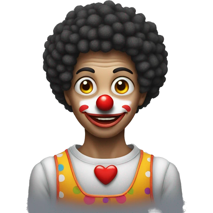 Clown avec yeux en cœur et coupe afro emoji