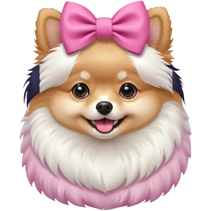 perrita pomeranea con moño rosa emoji