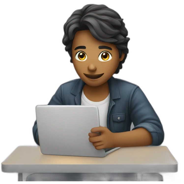 A student working with a phone in class emoji