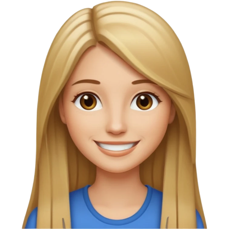 Mulher branca, cabelos longos liso castanhos com mexas loiro emoji