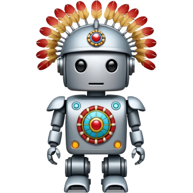 Full Robotic figure wearing native American regalia emoji