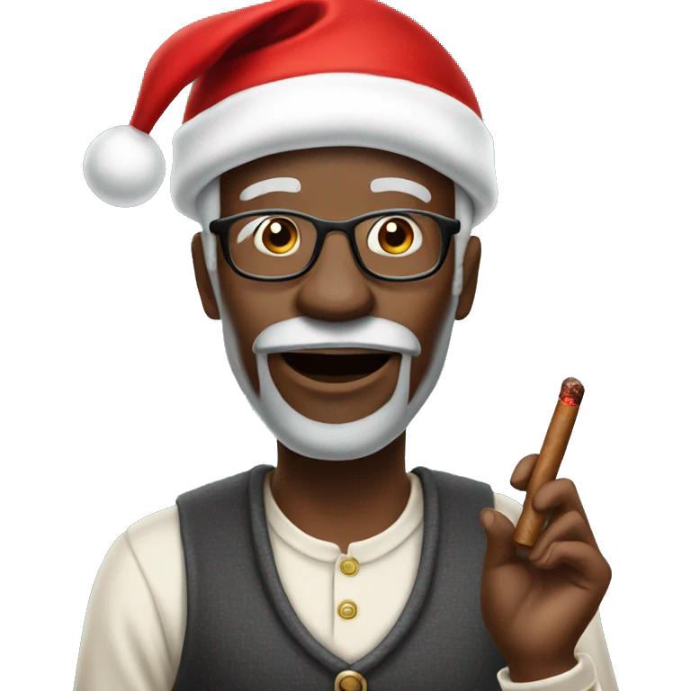 Old African American man with Santa hat and cigar emoji