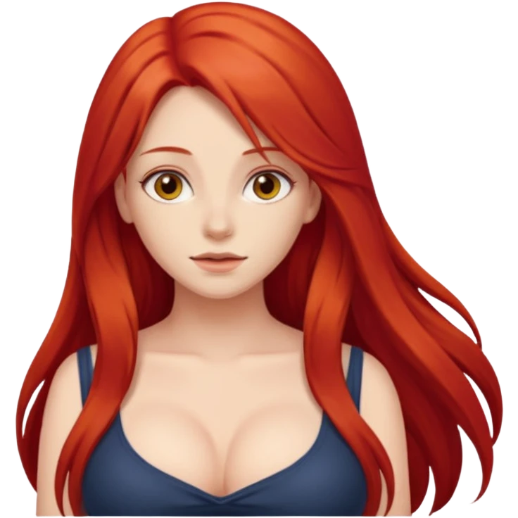 A girl with red long hair and big boobs showed exposed emoji
