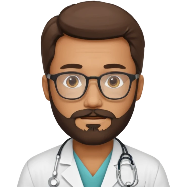 gözlüklü doktor, sakallı  emoji