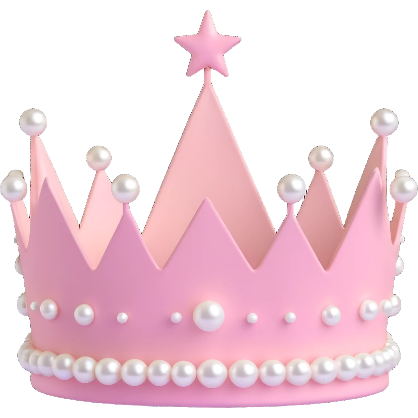 white and pastel pink crown with pearls emoji