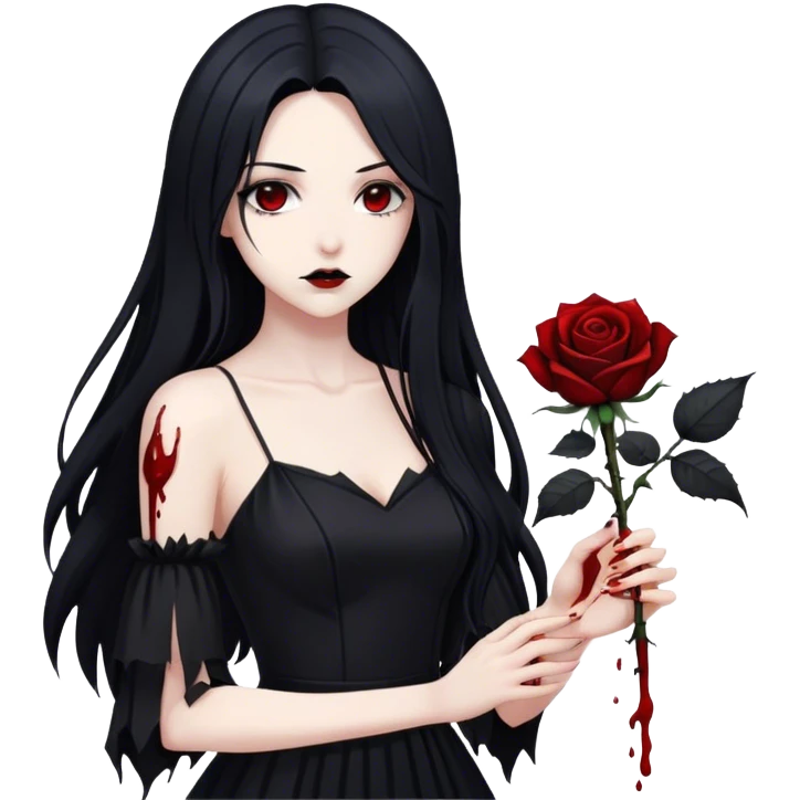 Bloody black rose anime gothic beautiful gorgeous cool edgy lady emoji