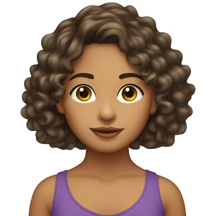 Hispanic girl, shoulder length wavy curly hair medium skin that is tanned with hoop earrings emoji
