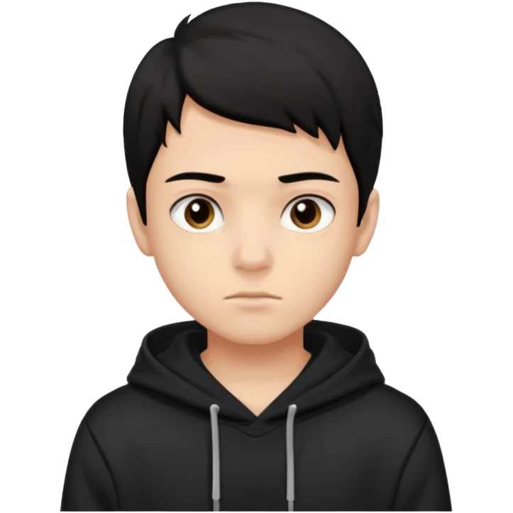 Chłopak ciemno brązowe oczy czarne włosy bluza czarna i taki bardziej żeby wyglądał na 18 latka emoji