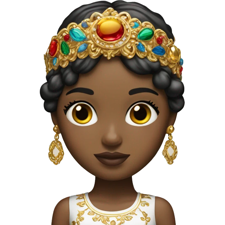 Dolce and Gabbana white girl with dark hair and headband with colourful ornament and golden detais  emoji
