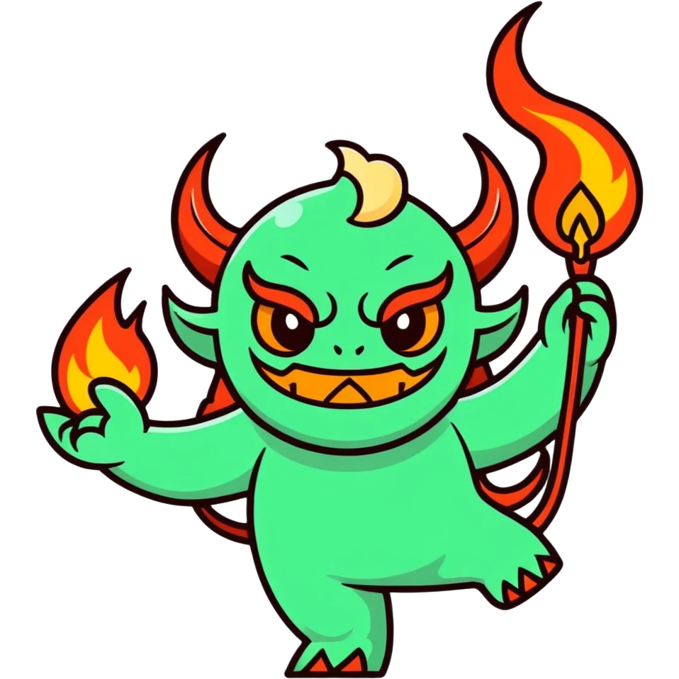 Jade Flame Demon waving emoji