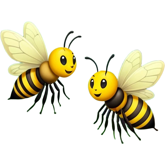 butterfly and bee together in a green forest, simple and expressive emoji