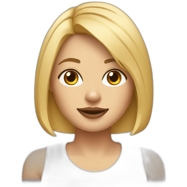 Blond lady with shoulder length bob haircut and a Pitbull dog emoji