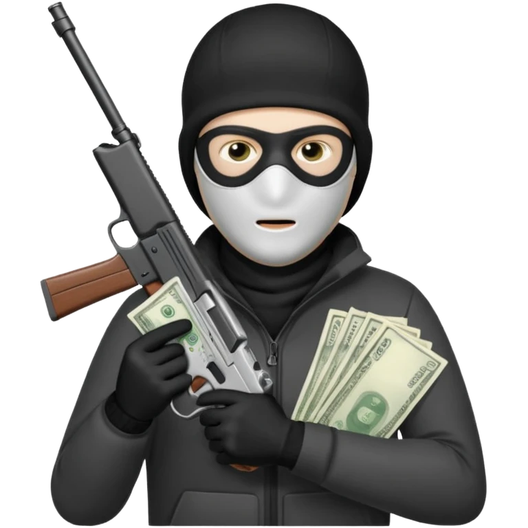 can u do a white guy in a ski mask holding a gun and money emoji