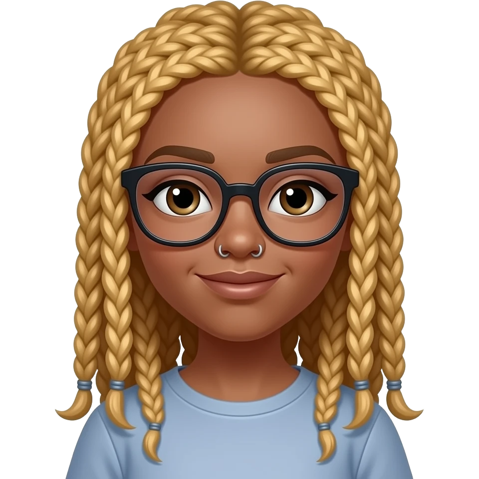 Black girl with blonde locs and eyeglasses and nose piercings emoji