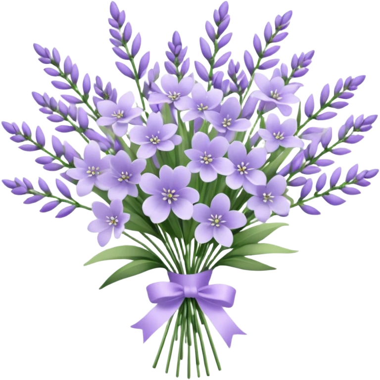 A delicate hand-tied lavender bouquet, featuring wisps of pale lila emoji