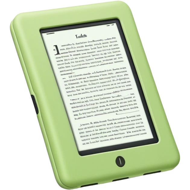 kindle reader na cor verde claro com página aberta  emoji