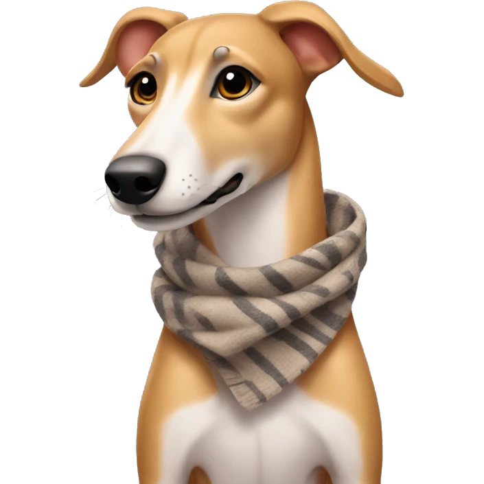 fawn tiger greyhound in a scarf emoji