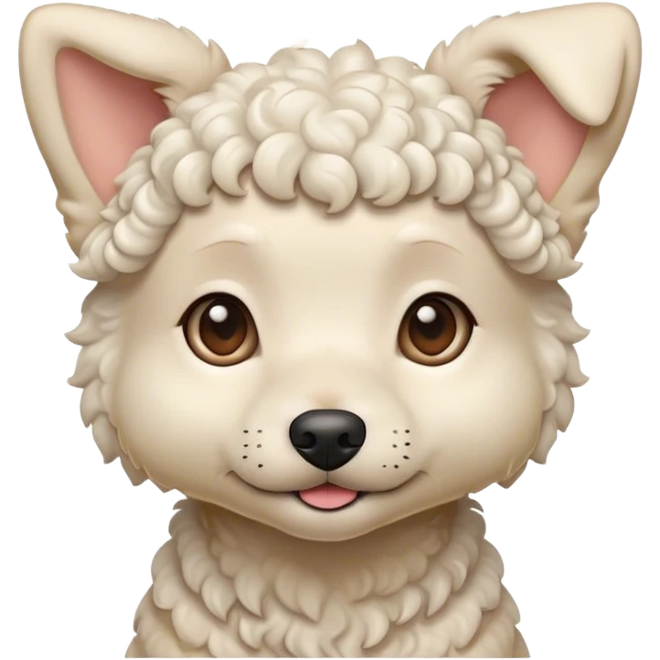 short haired Small curly white dog with stuck up ears  emoji