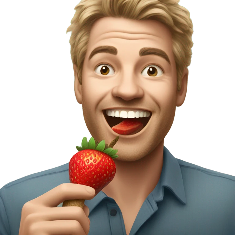 man enjoying fresh strawberry on a stick emoji