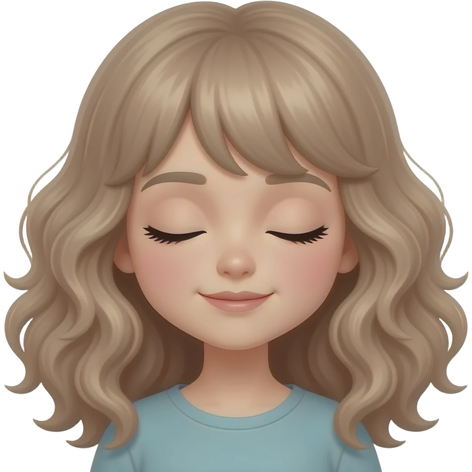 fluffy hairs girl with close eyes emoji