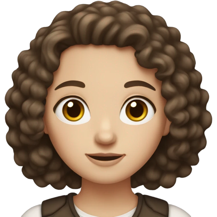 White girl with dark brown curly hair and brown eyes emoji
