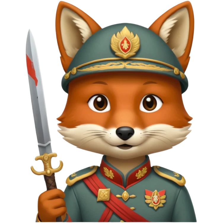 fox face, mogolian ancient army with small knife emoji