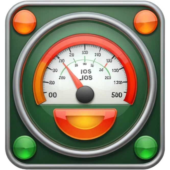 a meter gauge. Use 3 colors. red on the part. Orange on the middle. Green on the right. emoji