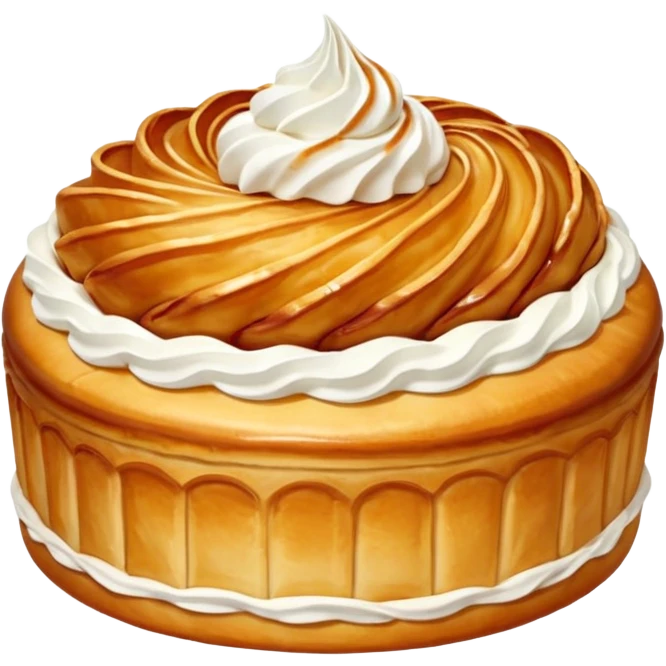 Saint Honoré cake, pastry base, cream, caramelized puffs, classic French dessert emoji