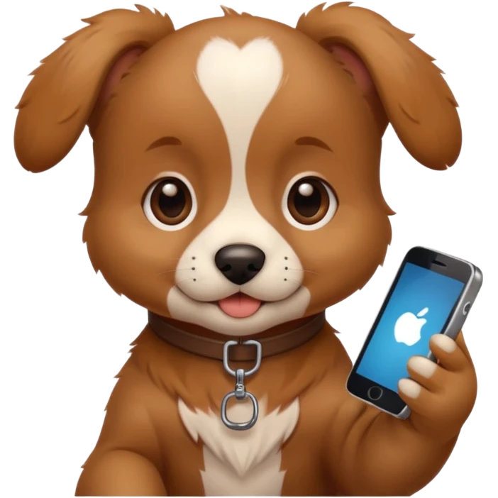 puppy with phone emoji
