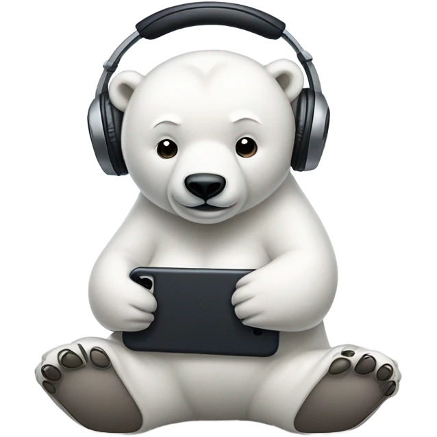 Meditating polar bear with headphones and iPhone emoji